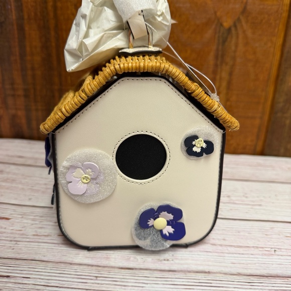 Kate Spade Leather & Wicker Wild Petal Bird House Crossbody Bag - Picture 9 of 12
